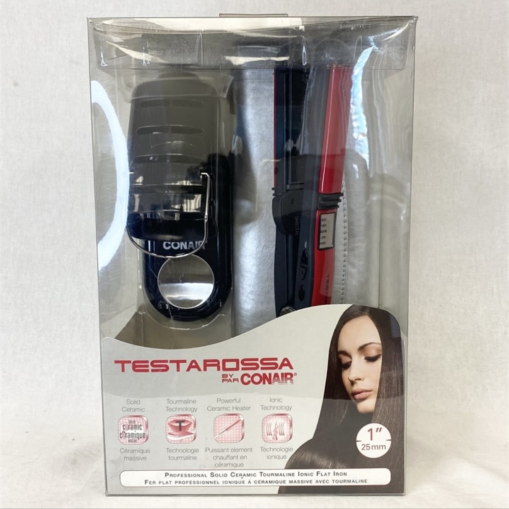 LED Conair 1" Solid Ceramic Flat Iron w/accessories